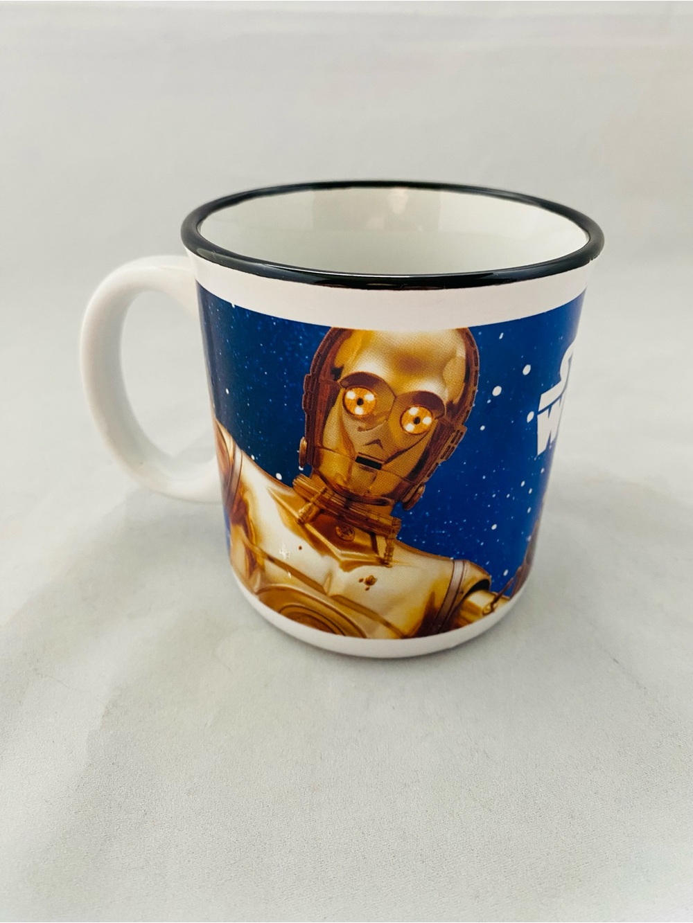 Star Wars Gold C-3PO & R2D2 Ceramic Mug with Blue Space Artwork